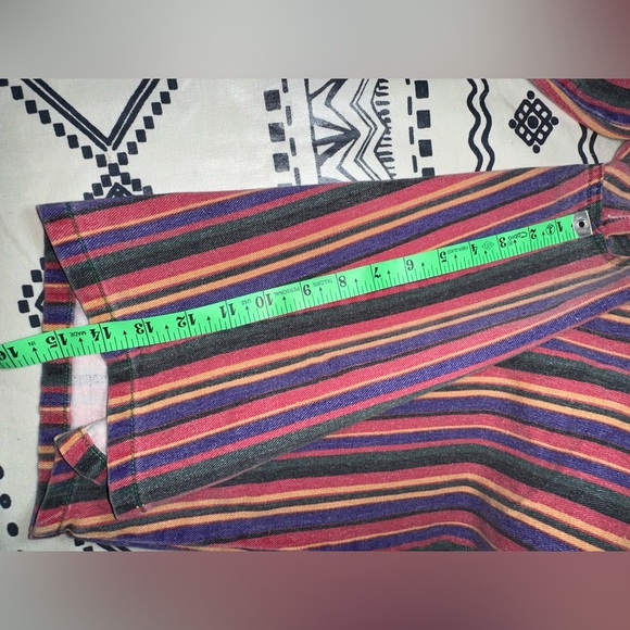 Vintage C’est Toi Faded Multi Colour Striped Jean Shorts M Cotton Made In USA - Picture 8 of 8